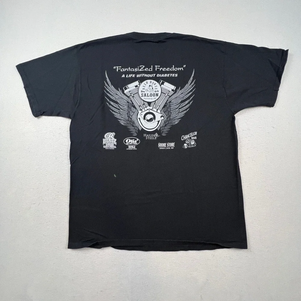 Fresh Horse Saloon JDRF Graphic T-Shirt Mens XL Black Short Sleeve Charity Biker